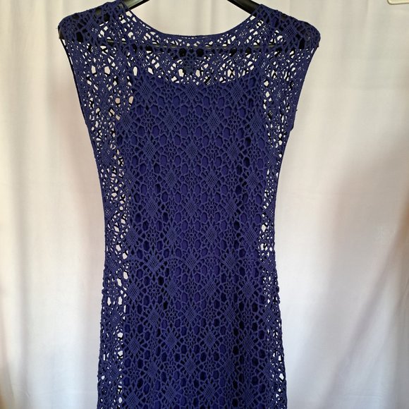 RALPH LAUREN CROCHET LACE dress Sz XS 100% COTTON SLEEVELESS FORMAL OFFICE *WOW* - Picture 3 of 11